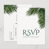 Tropische Palmboomblad Elegante Feest Huwelijk RSV Uitnodiging Briefkaart (Voorkant / Achterkant)