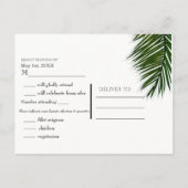 Tropische Palmboomblad Elegante Feest Huwelijk RSV Uitnodiging Briefkaart (Achterkant)