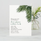 Tropische Palmboomblad Elegante Trouw Uitnodiging (Staand voorkant)
