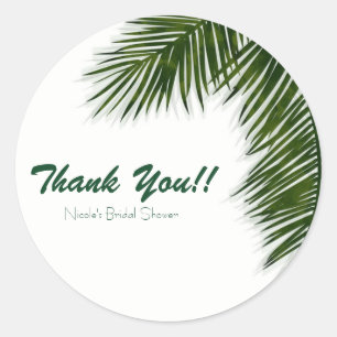 Tropische Palmboomblad Elegante Zomer Favor Ronde Sticker