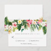 Tropische palmboomblad en bloem RSVP kaart (Voorkant / Achterkant)