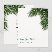 Tropische Palmboomblad Trouwkaart Save the Date Aankondigingskaart (Voorkant / Achterkant)