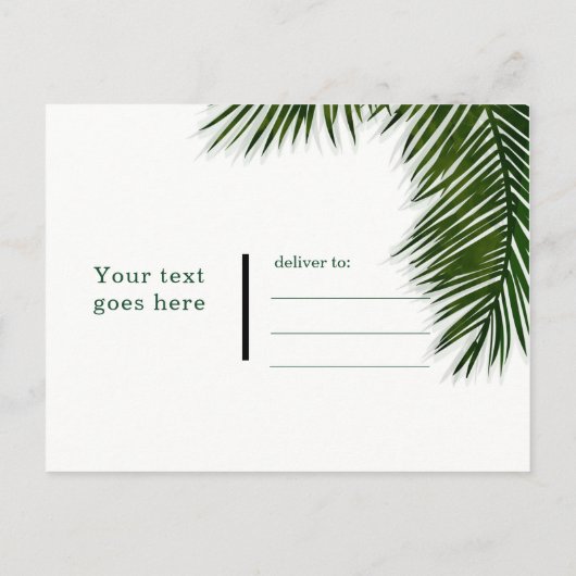 Tropische Palmboomblad Trouwkaart Save the Date Aankondigingskaart (Achterkant)