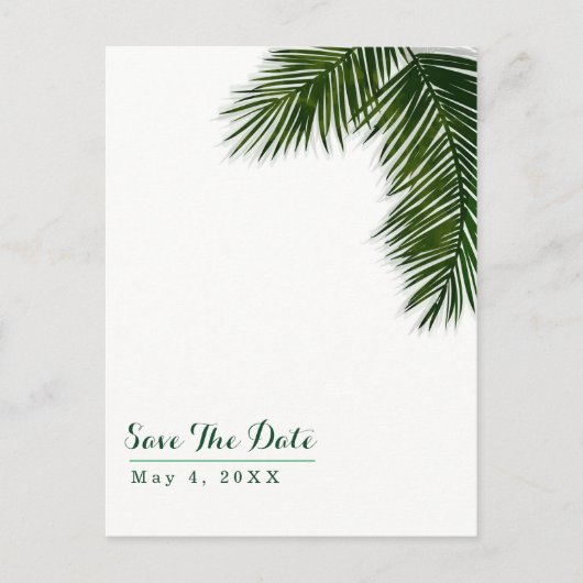 Tropische Palmboomblad Trouwkaart Save the Date Aankondigingskaart (Voorkant)