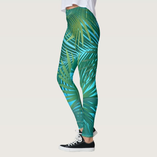 Tropische palmboombladeren Oerwoud groen Leggings (Links)