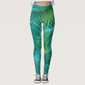 Tropische palmboombladeren Oerwoud groen Leggings (Voorkant)
