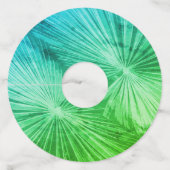 Tropische palmboombladeren wijnglas labels (Voorkant)