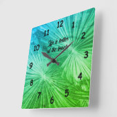Tropische palmboombladfoto aangepast vierkante klok (Hoek)