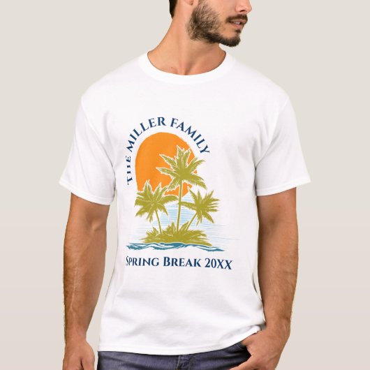 Tropische palmboomklep Zonnekletjes Aangepast T-shirt (Voorkant)