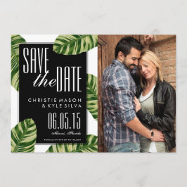 Tropische palmboomstamwedstrijd Beach Weddenschap  Save The Date