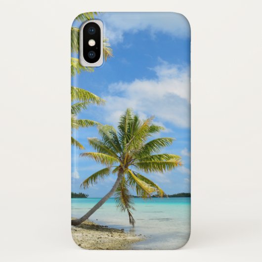 Tropische palmboomstrand iPhone X cover (Achterkant)