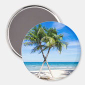 Tropische palmboomstrand zomerparadijsfoto magneet (Voorkant / Achterkant)