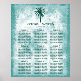 Tropische palmboomvarken Beach Wedding Seating Cha Poster