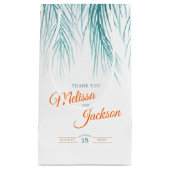 Tropische palmbruiloft bedankt blauwgroen sinaasap klein cadeauzakje (Voorkant)