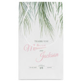 Tropische palmbruiloft bedankt donkergroen roze wi klein cadeauzakje (Achterkant)