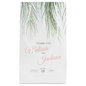 Tropische palmbruiloft bedankt donkergroen roze wi klein cadeauzakje (Voorkant)