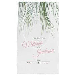 Tropische palmbruiloft bedankt donkergroen roze wi klein cadeauzakje