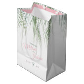 Tropische palmbruiloft bedankt donkergroen roze wi medium cadeauzakje (Voorkant Gekanteld)