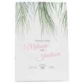 Tropische palmbruiloft bedankt donkergroen roze wi medium cadeauzakje (Voorkant)
