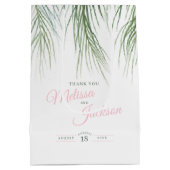 Tropische palmbruiloft bedankt donkergroen roze wi medium cadeauzakje (Achterkant)