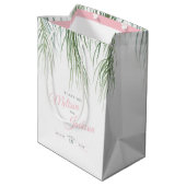 Tropische palmbruiloft bedankt donkergroen roze wi medium cadeauzakje (Achterkant Gekanteld)