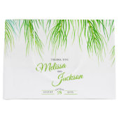 Tropische palmbruiloft bedankt duwen groen en wit groot cadeauzakje (Voorkant)