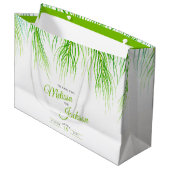 Tropische palmbruiloft bedankt duwen groen en wit groot cadeauzakje (Voorkant Gekanteld)