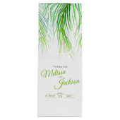 Tropische palmbruiloft bedankt duwen groen en wit wijn cadeautas (Voorkant)