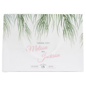 Tropische palmbruiloft bedankt roze groen en wit groot cadeauzakje (Voorkant)