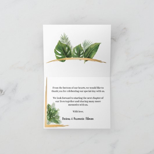 Tropische palmbruiloft Hartelijk dank Bedankkaart (Binnen)