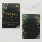 Tropische palmbruiloft Online RSVP & Details Might Visitekaartje (Voorkant / Achterkant)