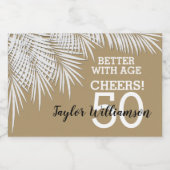 Tropische palmen Birthday Gold Mini Sparkling Wijnetiket (Enkel label)