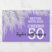 Tropische palmen Birthday Paarse Mini Sparkling Wijnetiket (Enkel label)