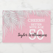 Tropische palmen Birthday roze mini Sparkling Wijnetiket (Enkel label)