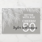 Tropische palmen Birthday Silver Mini Sparkling Wijnetiket (Enkel label)