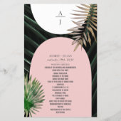 Tropische Palmen Blush Roze Boog Monogram Bruiloft (Voorkant)