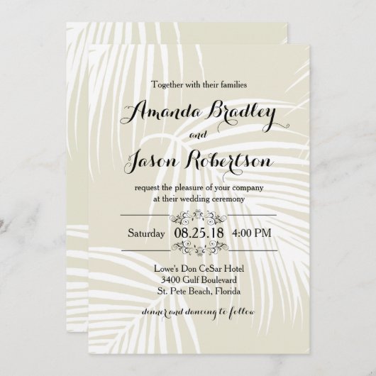 Tropische palmen bruiloft kaart (Voorkant / Achterkant)