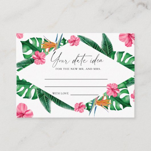 Tropische palmen - Date nacht ideeën \ Date jar Informatiekaartje (Voorkant)