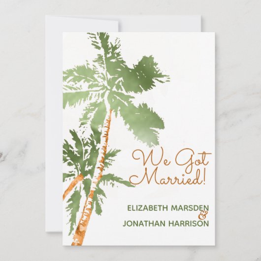 Tropische palmen die net getrouwd zijn met koninkl kaart (Voorkant)