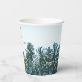 Tropische palmen en strand bestemming bruiloft papieren bekers (Achterkant)