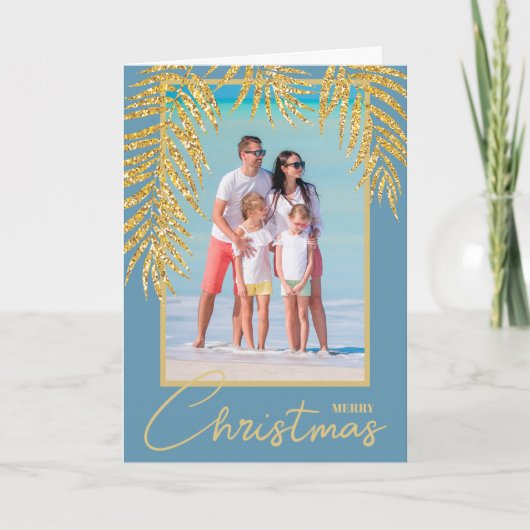Tropische palmen met multifotokerstmis kaart (Voorkant)