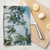 Tropische palmen met reflectie in de oceaan. theedoek (Quarter Fold)