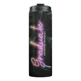 Tropische Palmen Neonlichten | Monogram Afgestudee Thermosbeker