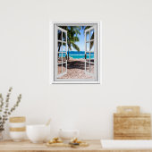 Tropische palmen op het Uitzicht Faux van de Beach Poster (Keuken)