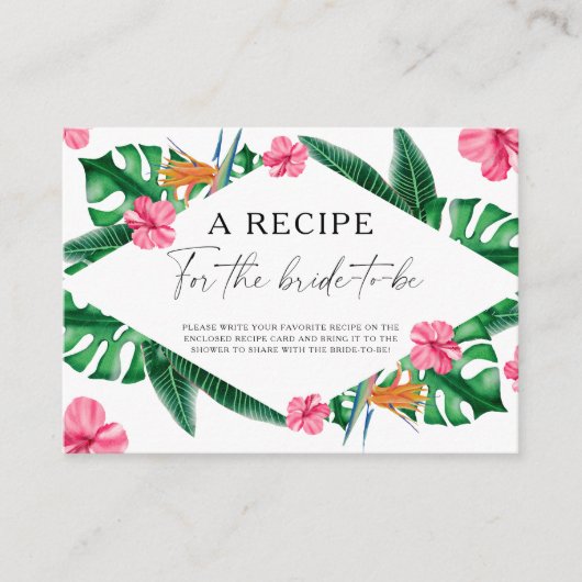 Tropische palmen - Recept voor de bruid te zijn Informatiekaartje (Voorkant)