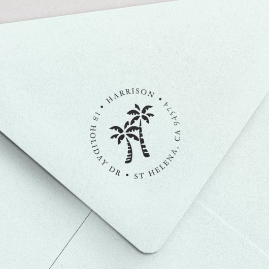 Tropische palmen | Rondretouradres Zelfinktende Stempel