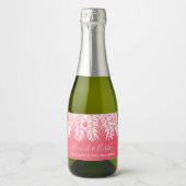 Tropische palmen roze 21ste verjaardag mini sparkling wijnetiket (Voorkant)