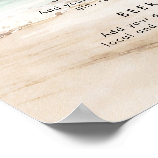 tropische palmen strand bruiloft partij bar teken poster (Hoek)