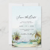 Tropische palmen strand scène opslaan van de datum bedankkaart (Voorkant)