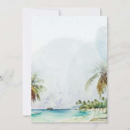Tropische palmen strand scène opslaan van de datum bedankkaart (Achterkant)